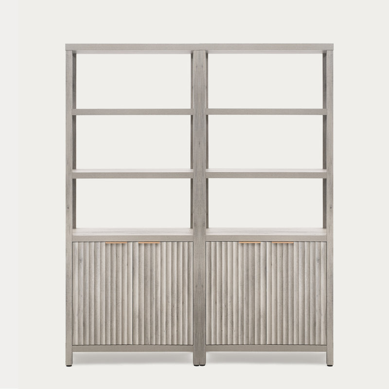 Nicolee 71'' H Storage Bookcase (Set of 2), Greige Oak