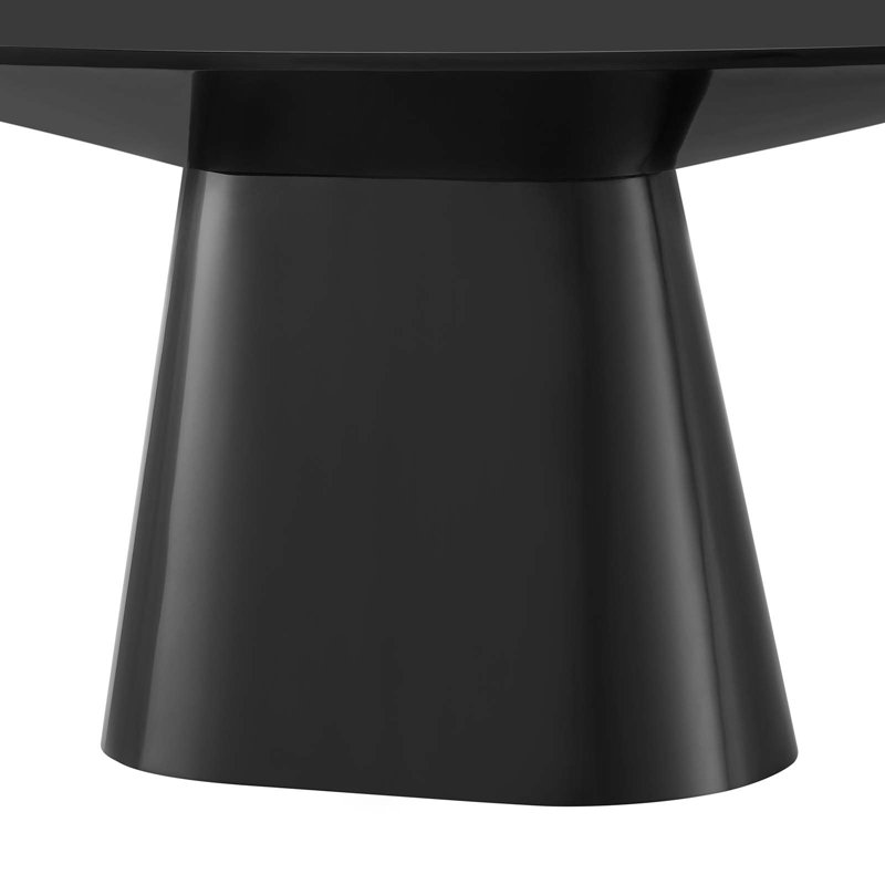 Black High Gloss Oval Dining Table for Six
