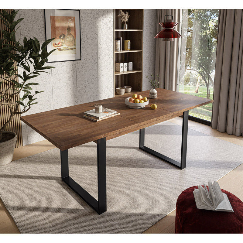 Sibyll Metal Base Dining Table, Stirling Oak, 77cm H x 198cm L x 85cm W