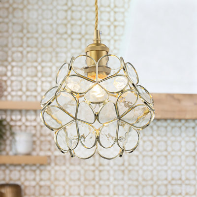 Luminaire suspendu floral en verre 1 lumière Pasillas pour salle à manger