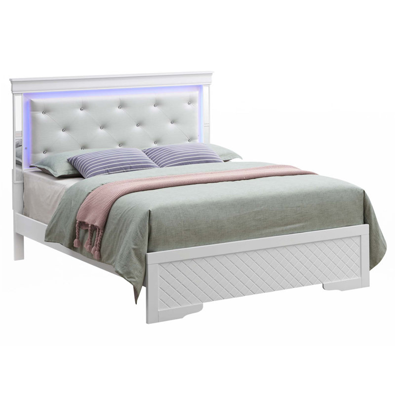 Grand lit, champagne argenté (lit seulement), Blanc, Grand