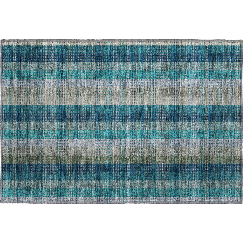 Premium Machine Washable Prisco Teal Rug, Rectangle 1'8" x 2'6"