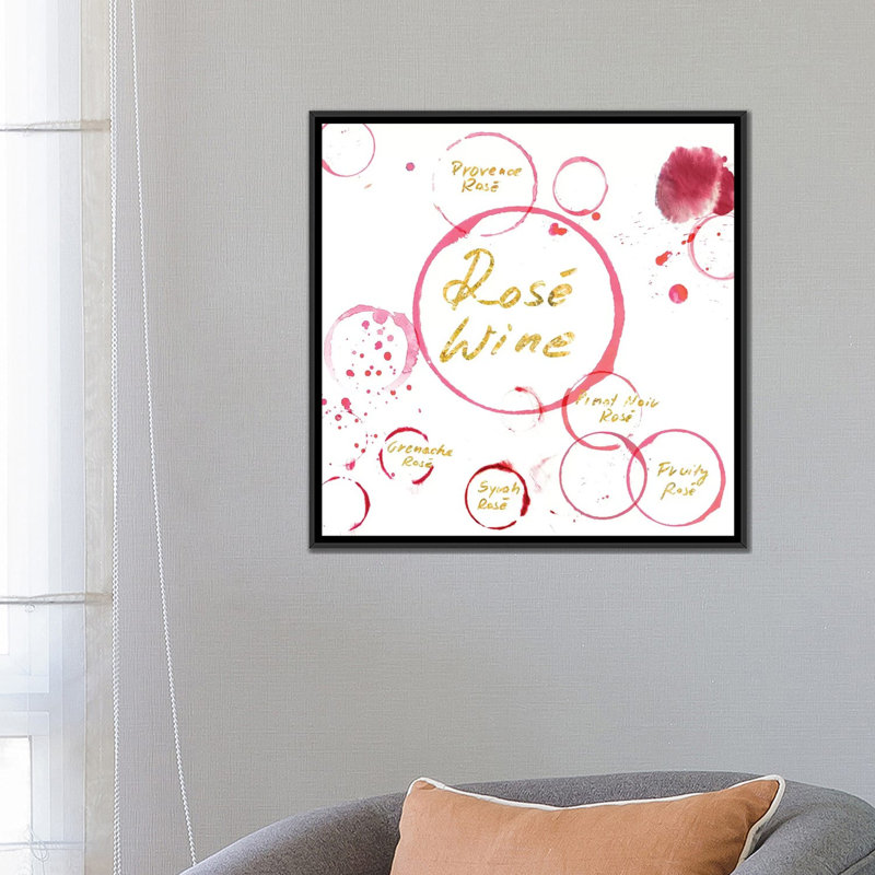 «Rose Wine», impression sur toile, H 18 po x l 18 po x P 1,5 po, Toile avec cadre noir, Pas de tapis