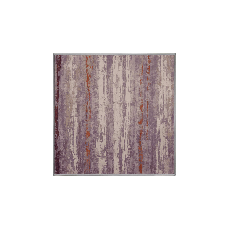 Machine Washable Gray Area Rug, Square 3'