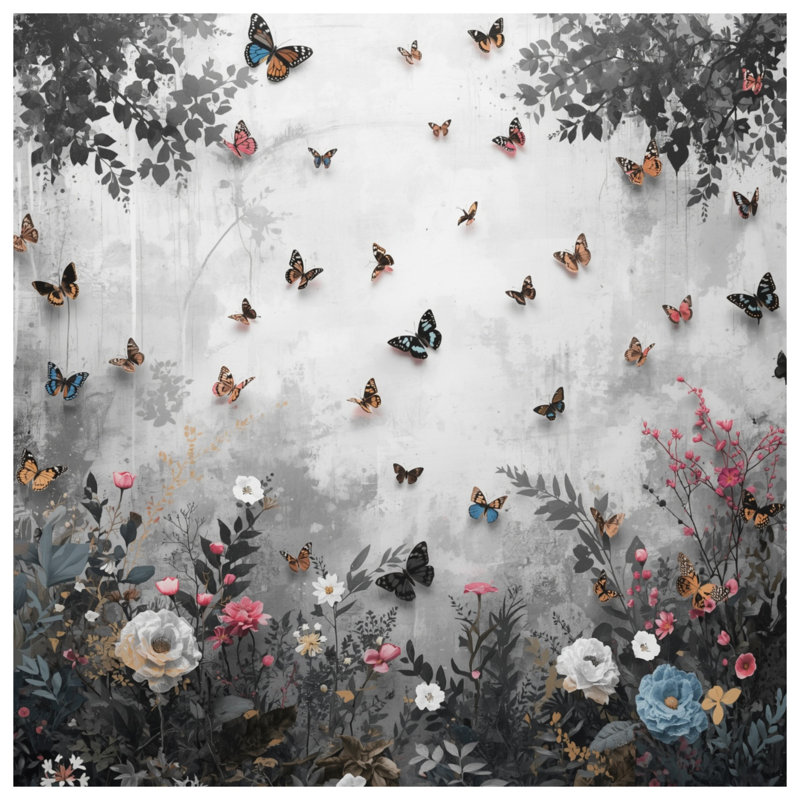 Rideaux de fenêtre Butterflies And Flowers, Blockout, 50" x 92" - 1 Panel