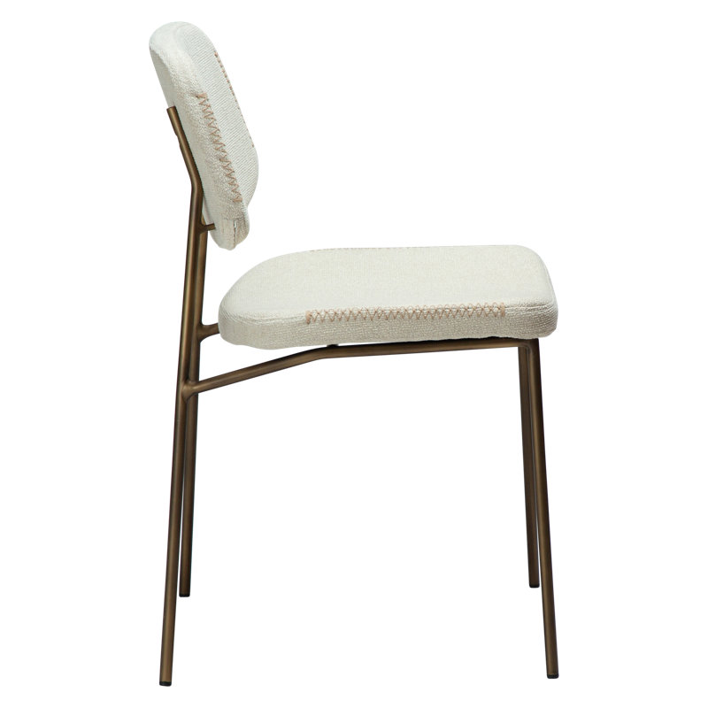 Menta Dining Chair, White, Brass