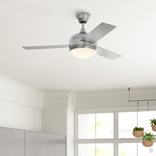 Flush Mount Nickel Ceiling Fans With Lights You'll Love | Wayfair