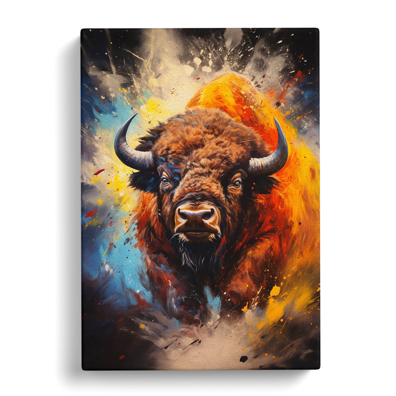 Buffalo Action Painting - No Frame Print, 60cm H x 40cm W x 3cm D