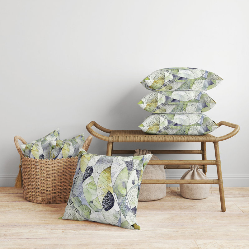 Coussin Rock Heaven, Vert / gris abstrait, H 20 po x l 20 po