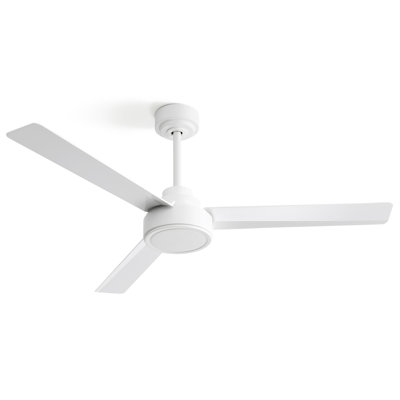 52" Ceiling Fan Without Light, 3 ABS Blades Farmhouse Ceiling Fan with Remote Control 6-speed Reversible DC Motor White for Living Room, Bedroom, Kitchen