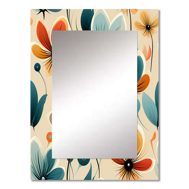 Midcentury Modern Revival - miroir Mid-Century, miroir mural décoratif Mid-Century, impression sur métal, 32 po x 24 po