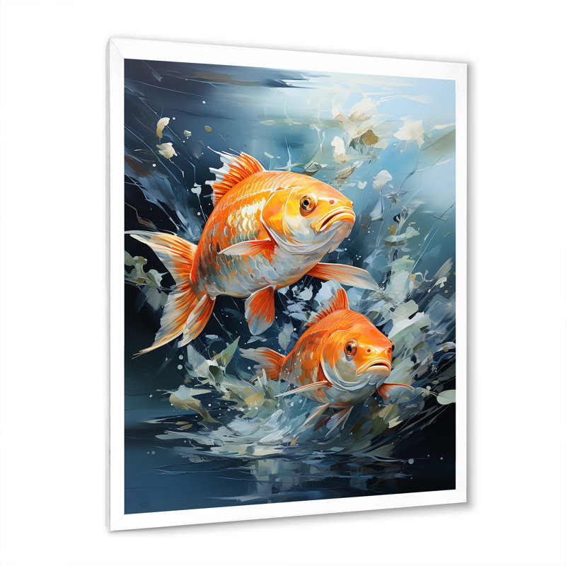 " Fishing Carp Collage II ", 40" H x 30" W x 1.5" D, White Picture Framed
