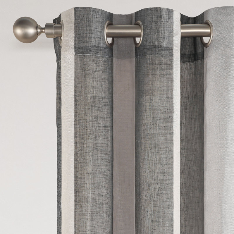 Elegance Stripe Grommet Panel Pair(2 Panels), 52" W x 84" L, Dark Gray