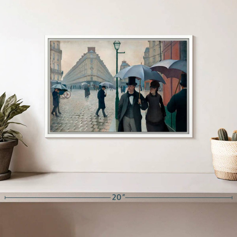Paris, Paris, jour de pluie 1877, Cadre flottant blanc, 13 po x 9 po
