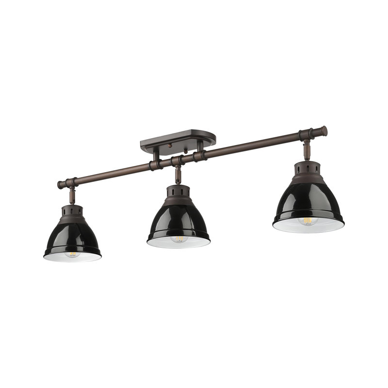 Bryannah 3-Light Semi-Flush - Track Light, Black, Rubbed Bronze