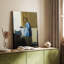 Femme en bleu lisant une lettre sur toile tendue-1286647418