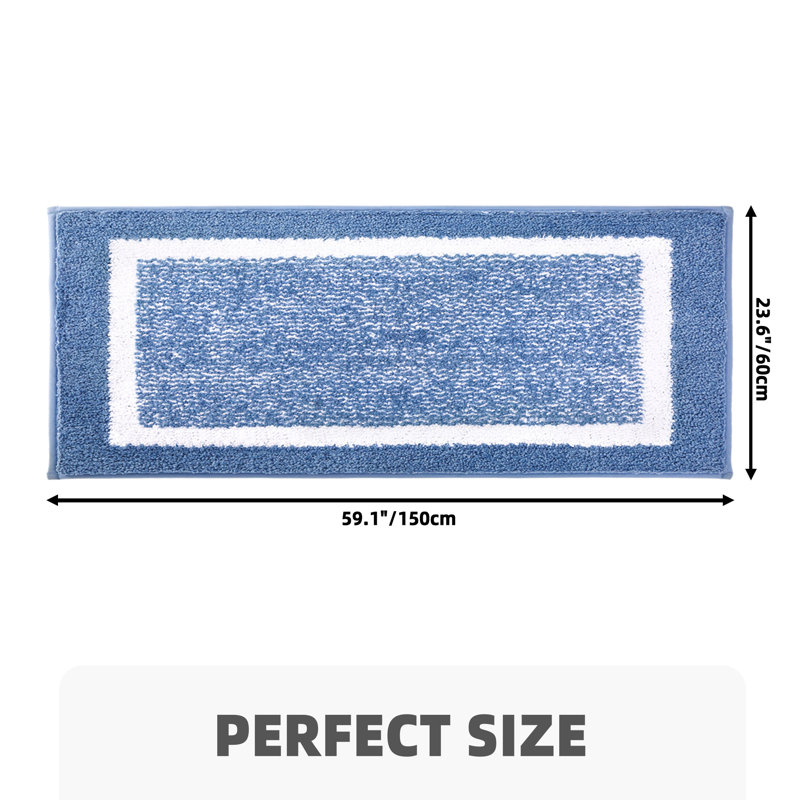 Tapis pour salle de bain Ayleigh, Simple - L 59 po x l 24 po, Bleu pâle