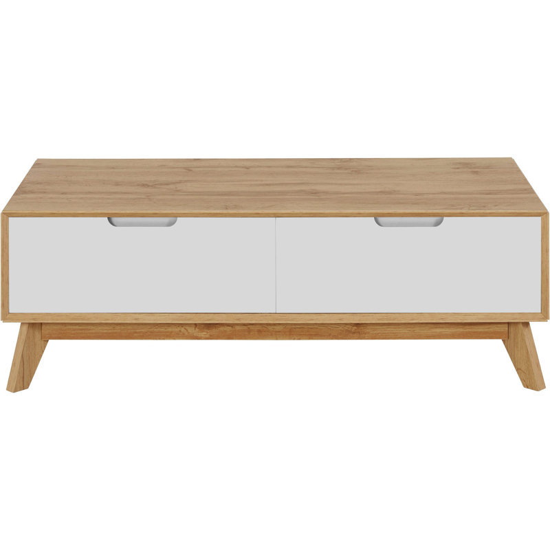 Oriska Four Leg Coffee Table with Storage, Oak/White