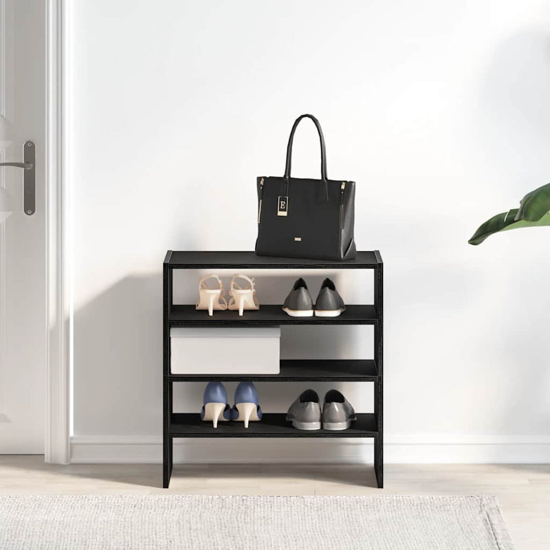 6 Pair Shoe Rack, Black Oak