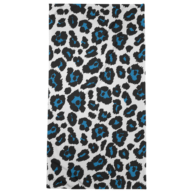 Davlin Beach Towel, Microfiber, White/Honolulu Blue/Black