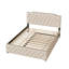 Grand lit plateforme tapissier avec lit gigogne simple et 2 ensembles de ports USB de chaque côté, tissu en lin, beige