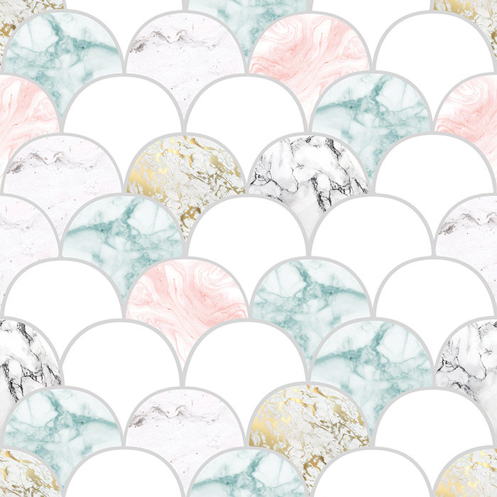 Arees Matte Mural, 250 x 104cm, Pink/Gold
