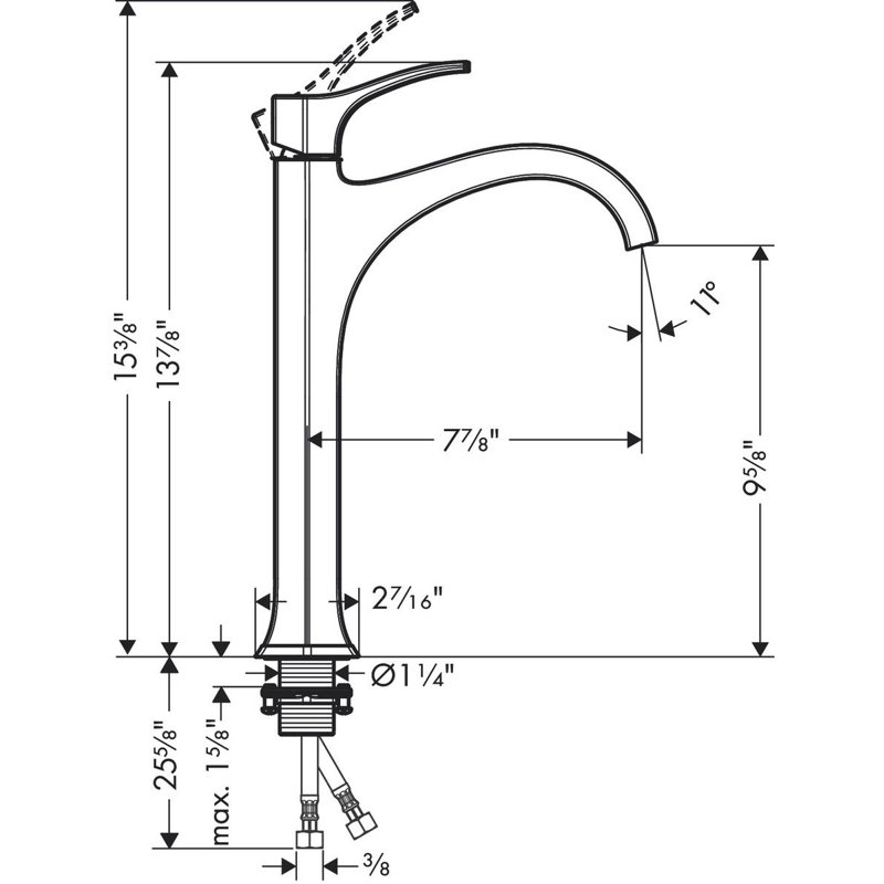 Locarno Single Hole Bathroom Faucet, Matte Black