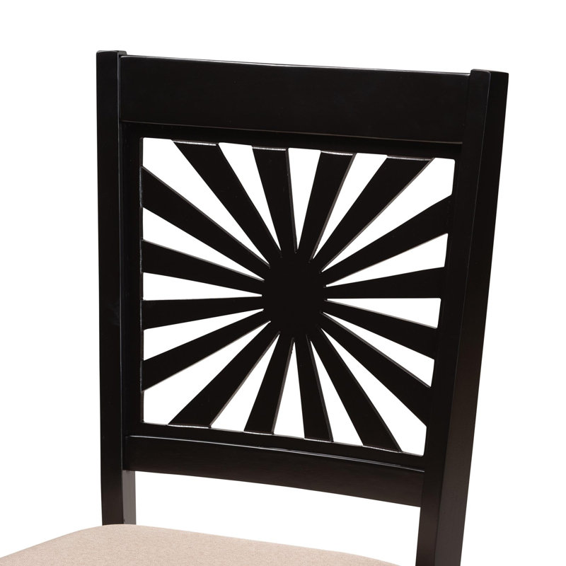 Marley 5 Piece Dark Brown Finish Dining Set in Beige Fabric, 28.86'' H X 43.03'' W X 27.32'' D, Espresso Brown/Beige, 5