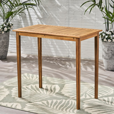 Table de bar rectangulaire minimaliste, hauteur 102 cm, bois, structure en bois résistant aux intempéries, profondeur 112 cm, surface lisse