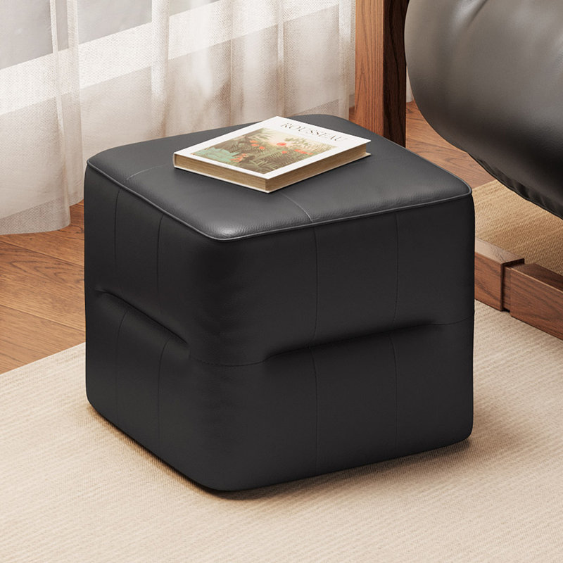Repose-pieds cubique souple, noir, salon