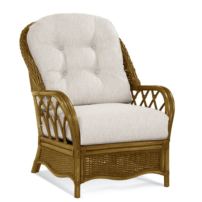  Everglade Rattan Arm Chair, Bisque, Snow Crypton Performance; 0884-91