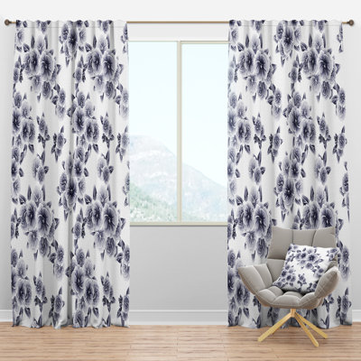 Panneaux de rideaux semi-transparents avec passe-tringle floral