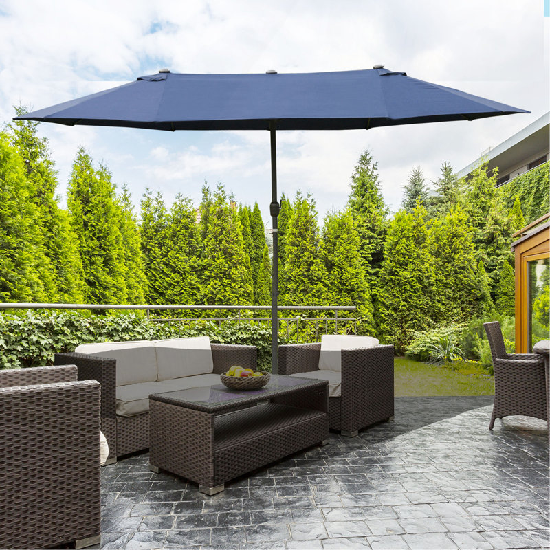 Parasol extérieur rectangulaire en acier de 15 pi Outsunny, Bleu