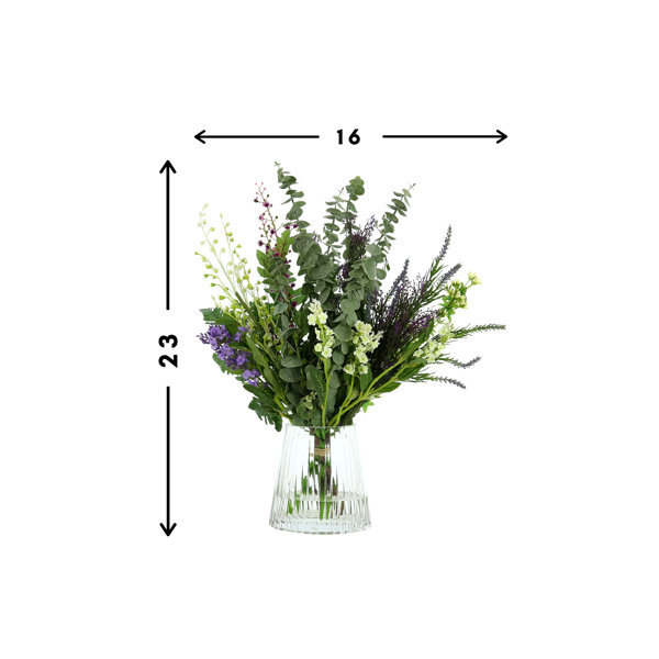 6.5 Lavender Artificial Flower Arrangement w/Ceramic Vase