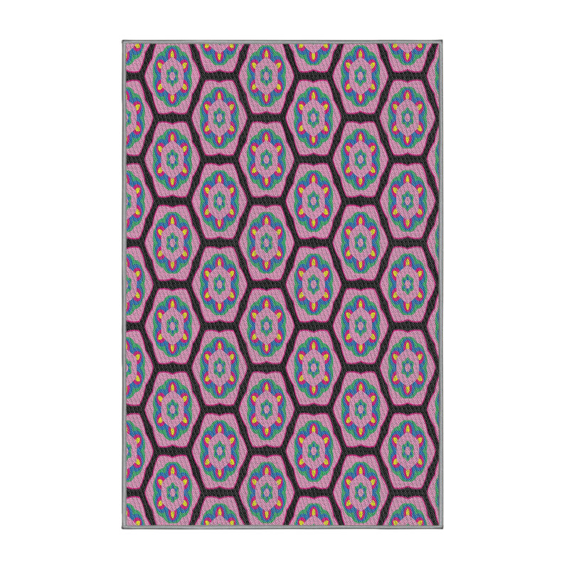 Tapis à motifs mehroon/gris zone, Rectangle 7 pi x 10 pi