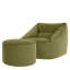 icon Natalia Velvet Adults Bean Bag Armchair and Pouffe, Ready Filled Large Beanbag and Footstool Forest Green-90562464