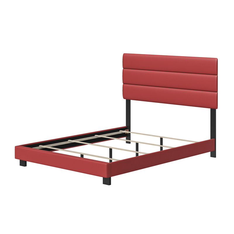 Boyd Sleep Napoli Faux Leather Fabric Upholstered Platform Bed Frame w/Adjustable Headboard, no Noise Strong Wood Slat Support, Box Spring/Foundation Required, Easy Effortless Assembly,
