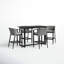 Chave Outdoor Patio 5-Piece Rectangular Table Set in Aluminum with Grey Cushions