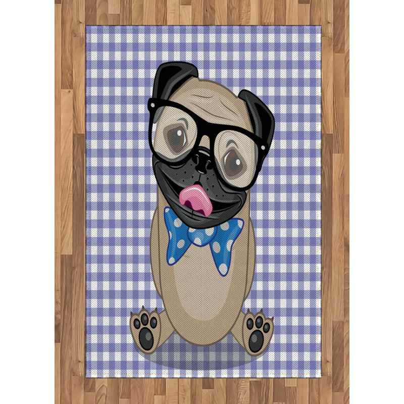 Pug High Density Long Fiber Poly Threads Decorative Area Rug Carpet, Rectangle 4' x 5'8"