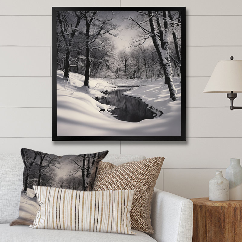 Paysage d'hiver au pays des merveilles I, Cadre simple noir, H 30 po x l 30 po x P 1 po