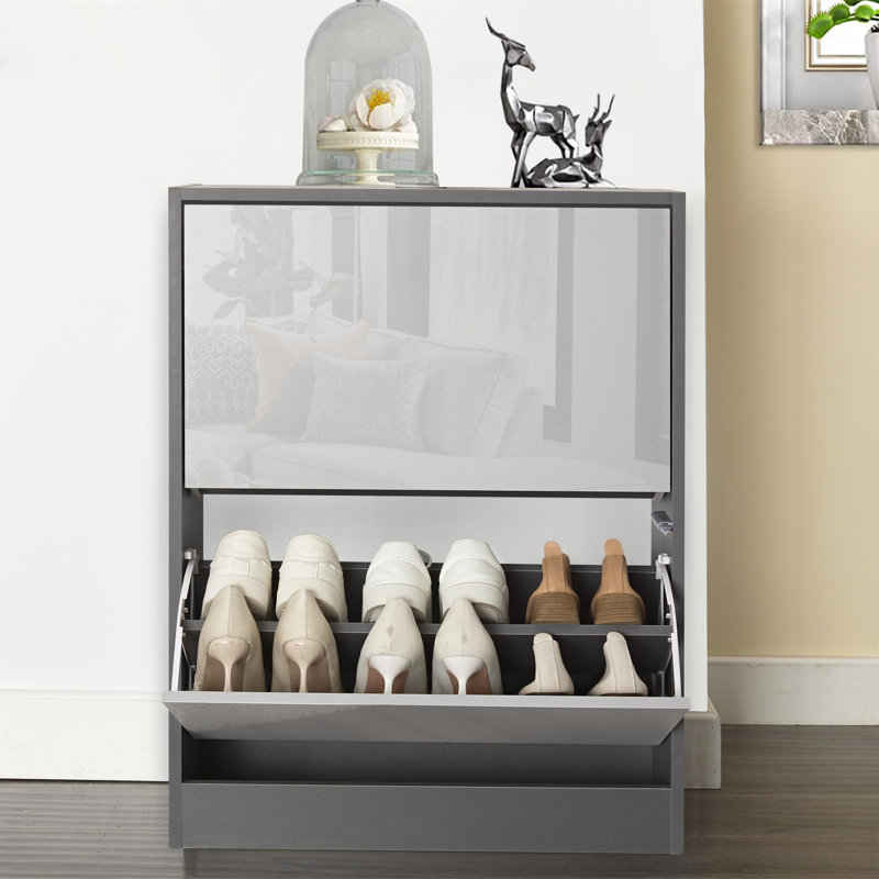 12 Pair Flip Down Shoe Storage, Dark Grey