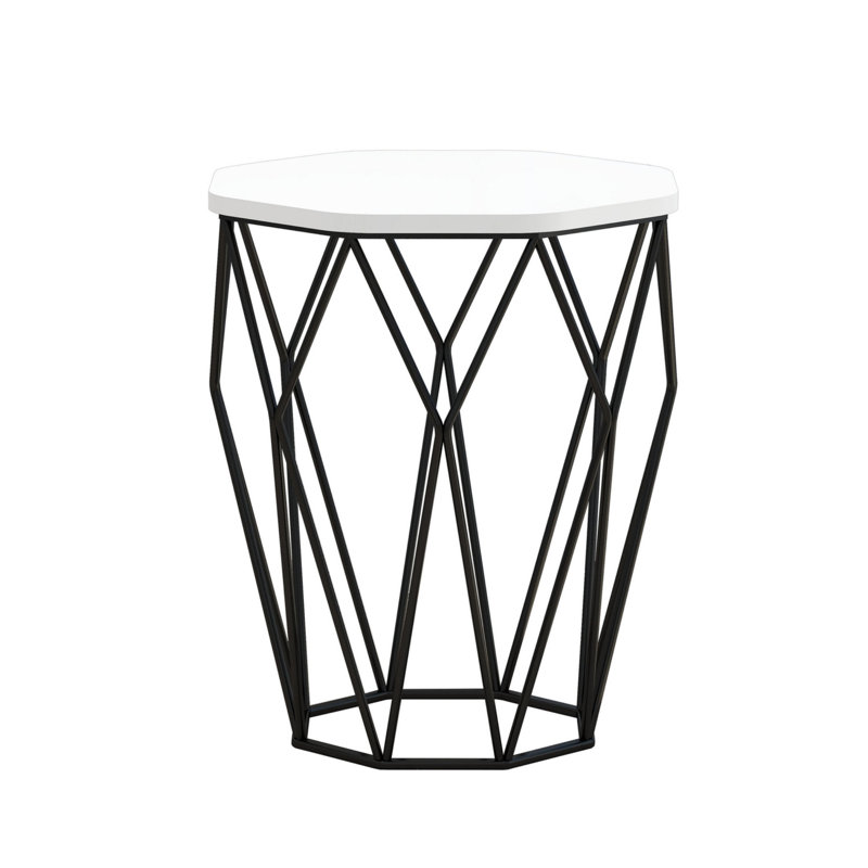 Arval Pedestal End Table, White