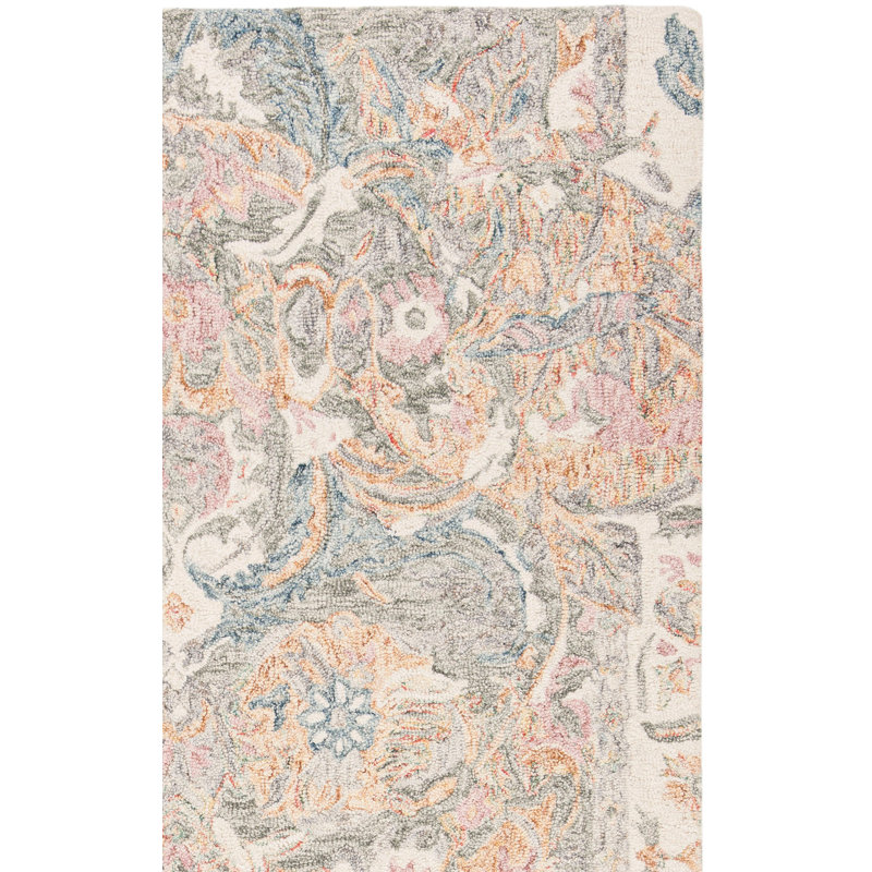 Butters Hand Tufted Wool Floral Rug, Rectangle 2'3" x 8'