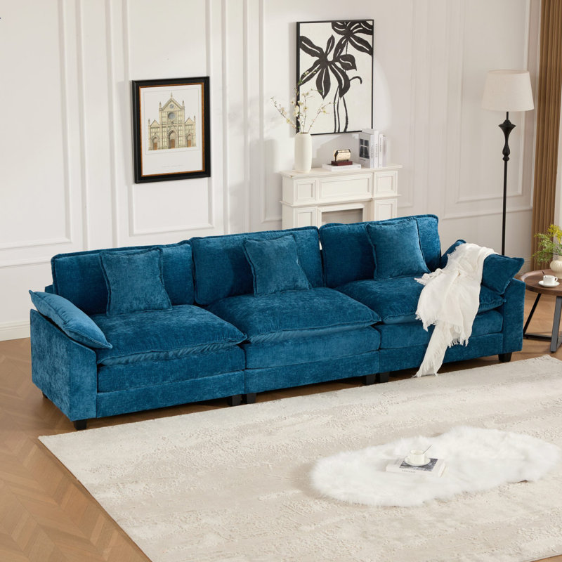 Canapé modulaire confortable en chenille moderne pour le salon - Accoudoirs plus larges, idéal pour les appartements