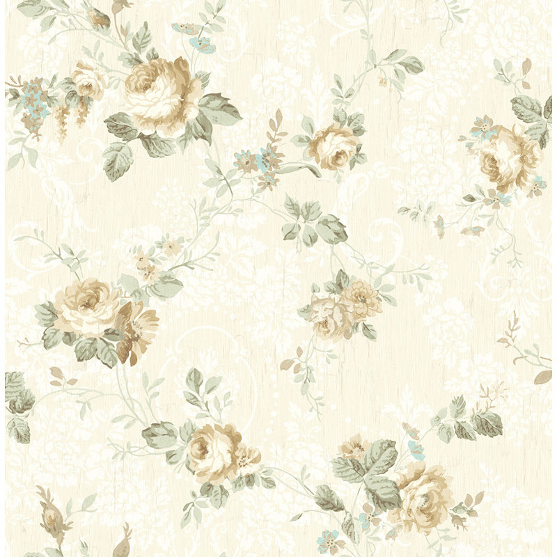 Tyrion Floral Trail 33' L x 20.5" W Wallpaper Roll, Light Grey/Burnt Sienna