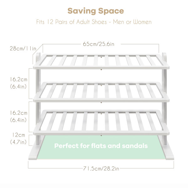 Latitude Run® White Shoe Rack, Bamboo Shoe Rack Organizer For Closet ...