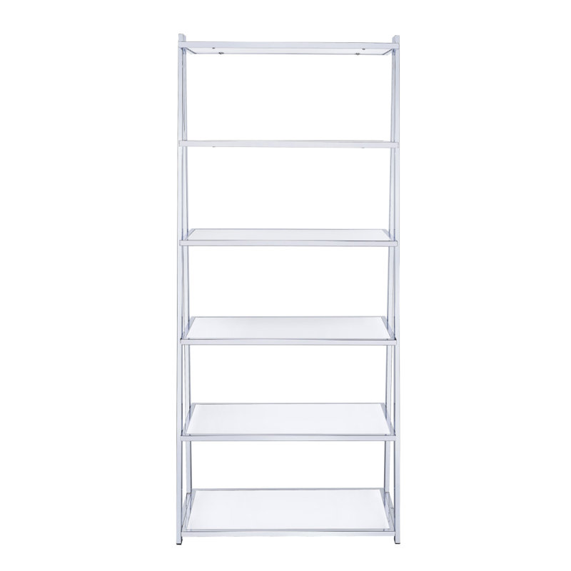 Bibliothèque blanche et chrome avec 6 tablettes