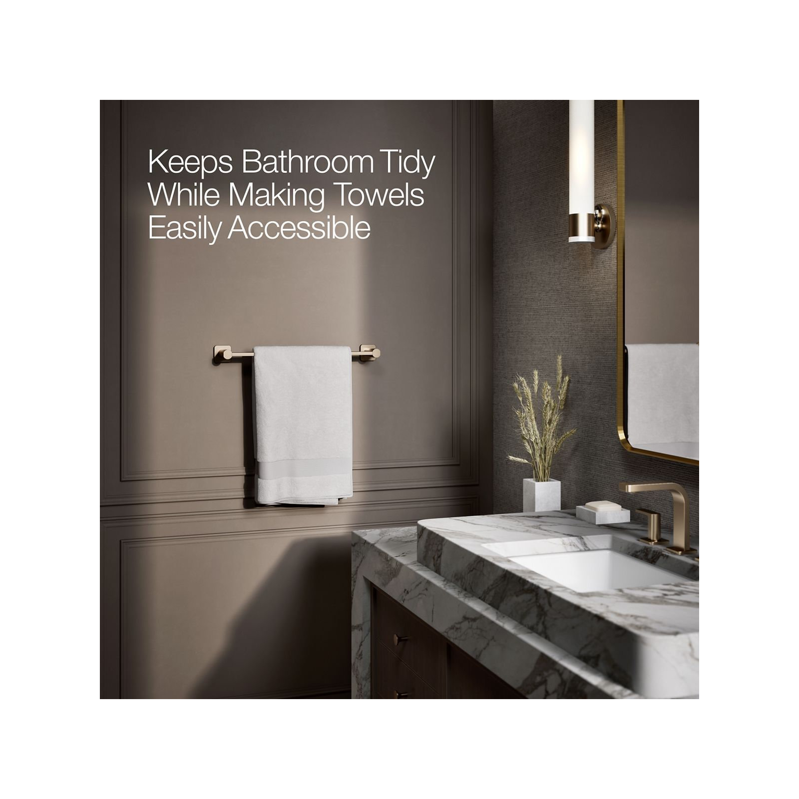 Parallel Towel Bar, Brushed Bronze, 18"W