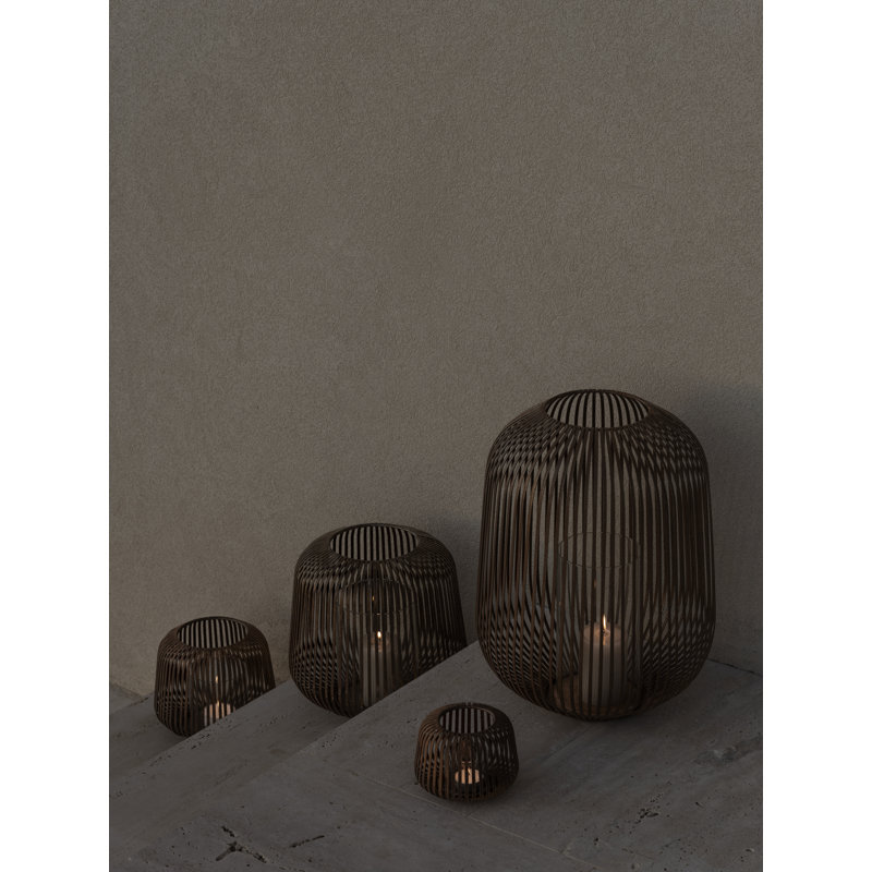 Lito Rustic Black Powder-Coated Steel Hanging Lantern - Small
