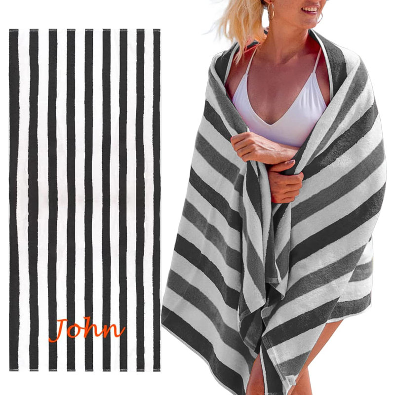 Ayomipo Cotton Beach Towel, Black, Yes